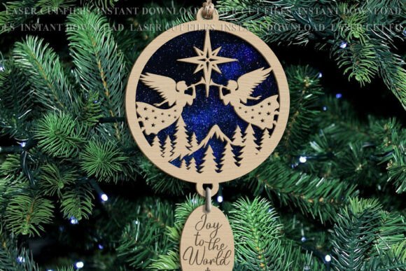 Angels Christmas Nativity Suncatcher SVG for Laser Engraving