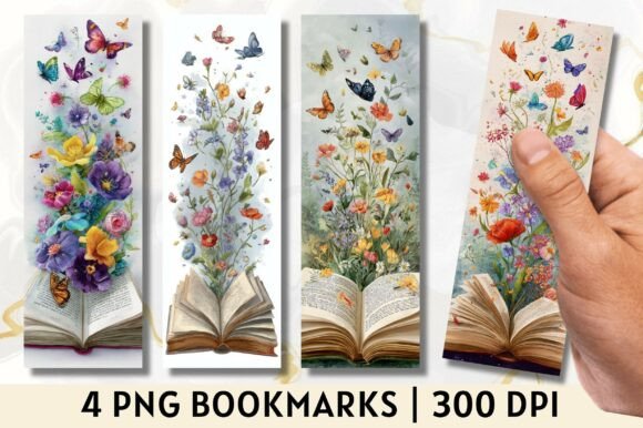Butterfly Open Book Floral Bookmark for Crafts