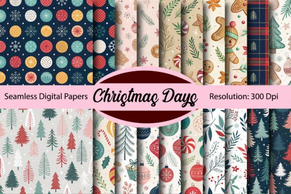 CHRISTMAS DAYS Seamless Digital Paper & Patterns