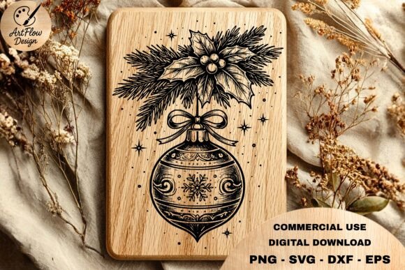 Christmas Ornament Branch SVG for Laser Engraving