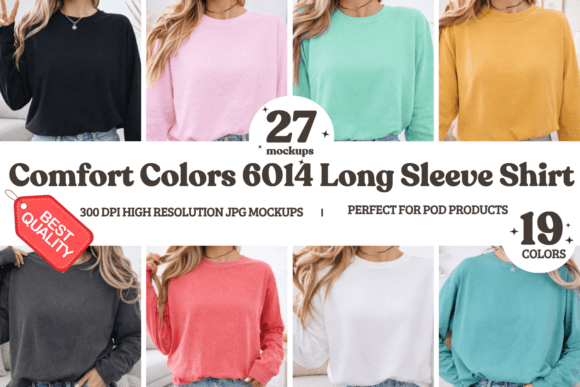 Comfort Colors 6014 Long Sleeve Mockups for Product Mockups