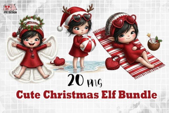 Cute Christmas Elf Bundle PNG for Crafts