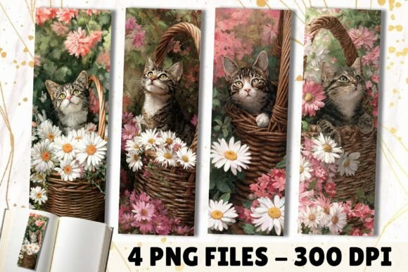 Cute Kitten Cottagecore Flower Bookmark Crafts