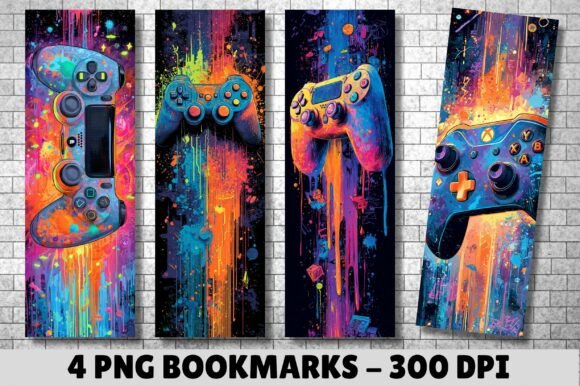 Dripping Paint Game Controller Bookmark for Crafts