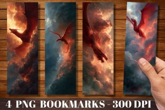 Epic Red Fire Dragon Clouds Bookmark for Crafts
