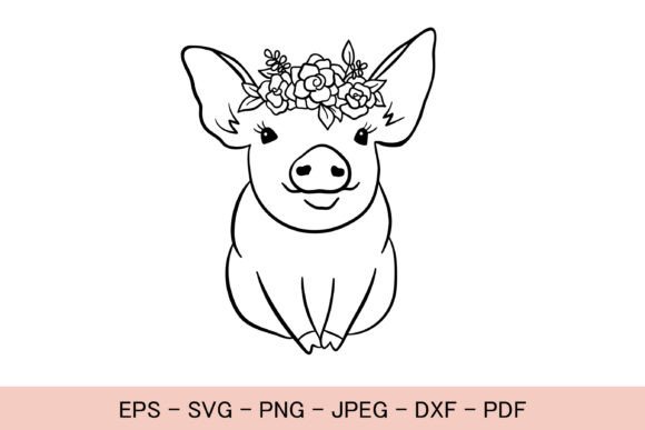 Floral Pig SVG for Crafts & Branding