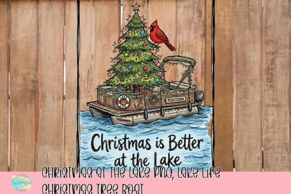 Lake Life Christmas Tree Boat PNG for T-Shirt Designs