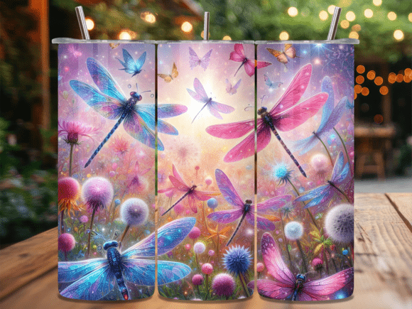 Pastel Meadow Dragonfly Tumbler Wrap PNG Review