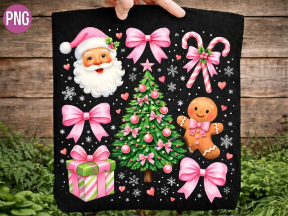 Pink Santa Gingerbread PNG for T-Shirt Designs