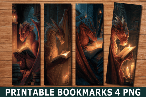 Red Dragon Reading by Candle Bookmark Crafts