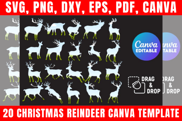 Review: 20 Christmas Reindeer Canva Template for Print Templates