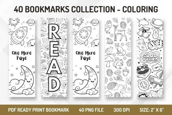 Review: 40 Printable Bookmark Graphic - Coloring for Embroidery