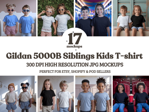 Reviewing the Kids Gildan 5000B Siblings Mockup Bundle