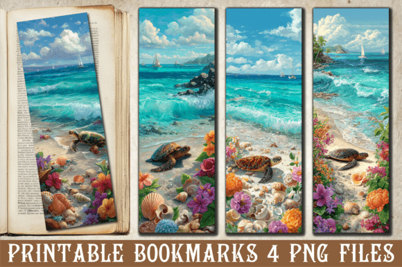 Sea Turtle Beach Flowers Bookmark Crafts