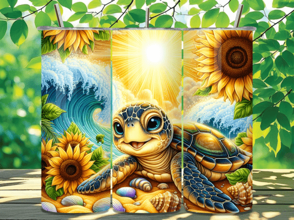 Sunflower Sea Turtle Tumbler Wrap Design Review