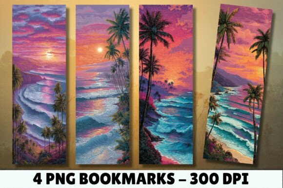Sunset Beach Waves Palm Tree Bookmark Review