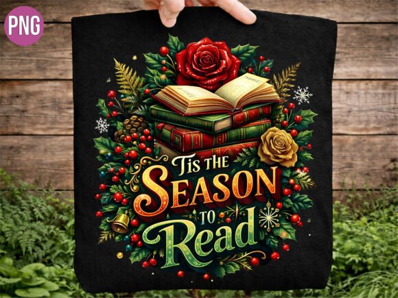 Tis the Season to Read Christmas PNG for T-Shirt Designs