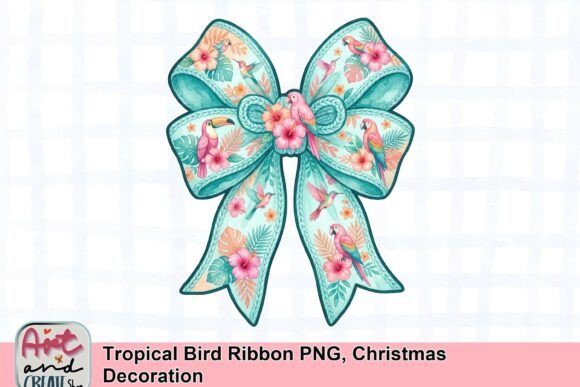 Tropical Bird Ribbon PNG for Festive T-Shirt Designs